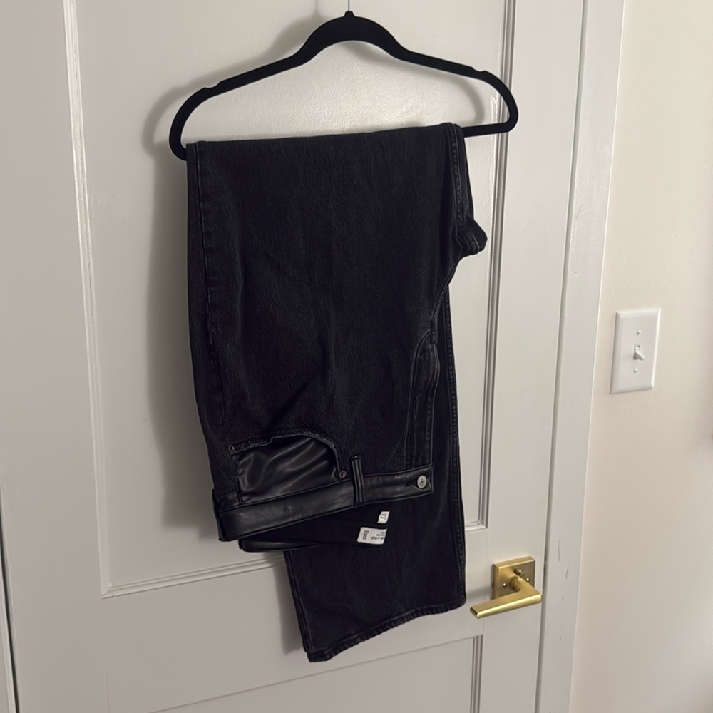 Abercrombie CurveLove Black Jeans with Leather Detail